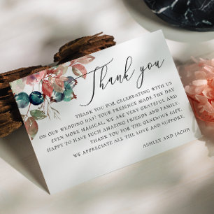 Cartão De Agradecimento Aquarela Folhas de Outono   Folhas de Casamento Bo