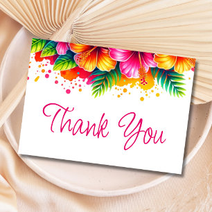 Cartão De Agradecimento Aquarela Havaiana Floral Tropical