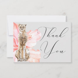 Cartão De Agradecimento Aquarela Hibisco Tropical Safari Leopardo