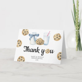 Cartão De Agradecimento Aquarela Leite e Cookies Obrigado gênero revelação