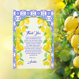Cartão De Agradecimento Aquarela Limões Positano Amalfi Design de Azulejo