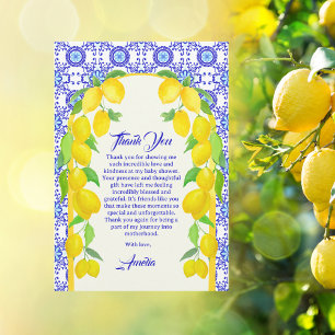 Cartão De Agradecimento Aquarela Limões Positano Amalfi Design de Azulejo