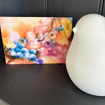 Cartão de Agradecimento Aquarela Mirtilo — Pintado