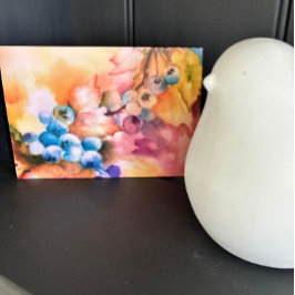 Cartão de Agradecimento Aquarela Mirtilo — Pintado