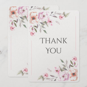 Cartão De Agradecimento Aquarela Moderna Floral Rosa