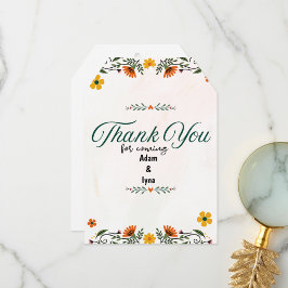 Cartão De Agradecimento Aquarela Orgânica Verde e Amarela