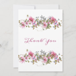 Cartão De Agradecimento Aquarela Romântica Rosa Floral