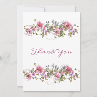 Cartão De Agradecimento Aquarela Romântica Rosa Floral