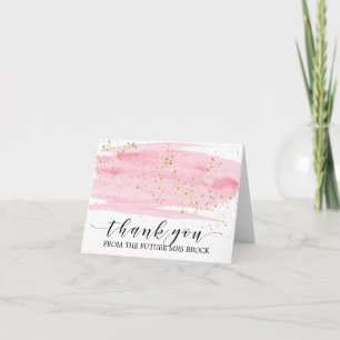 Cartão De Agradecimento Aquarela Rosa Bege e Futuro Ouro Obrigada Sra.
