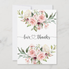 Cartão de Agradecimento Aquarela Rosa Floral para 
