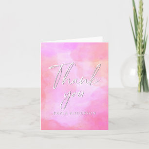 Cartão De Agradecimento Aquarela Rosa Moderno Elegante Personalizado