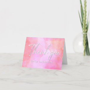Cartão De Agradecimento Aquarela Rosa Moderno Elegante Personalizado