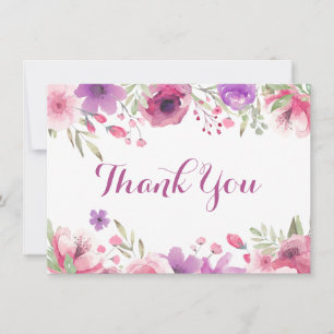 Cartão De Agradecimento Aquarela Rosas Verdura Caligrafia Obrigado