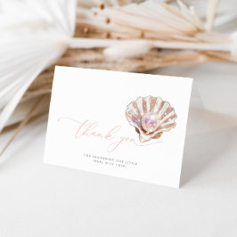 Cartão De Agradecimento Aquarela Sob O Chá de fraldas De Pequenas Pérolas 