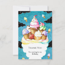 Aquarela Sorvete Mágico Personalizado de Aniversár