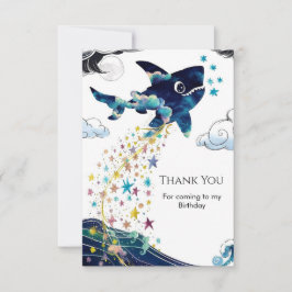 Cartão De Agradecimento Aquarela Tubarão do Mar Profundo Encantado Anivers