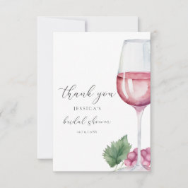 Cartão De Agradecimento Aquarela Vino antes do Chá de Noiva Vows