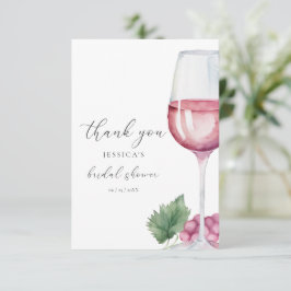 Cartão De Agradecimento Aquarela Vino antes do Chá de Noiva Vows