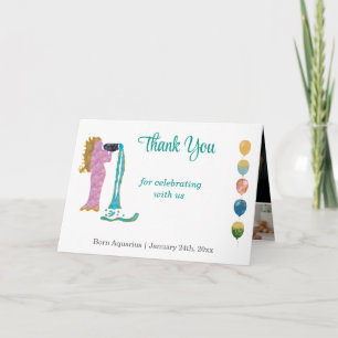 Cartão De Agradecimento Aquário 1º Aniversário Ouro & Foto Obrigado