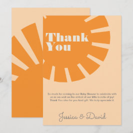 Cartão De Agradecimento Aqui vem o Chá de fraldas retrô do Sol