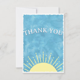 Cartão De Agradecimento Aqui Vem O Filho Aquarela Chá de Bebê Personalizad