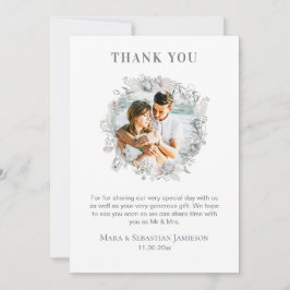 Cartão De Agradecimento *~* AR16 QR Foto Elegante Casamento Floral Elegant