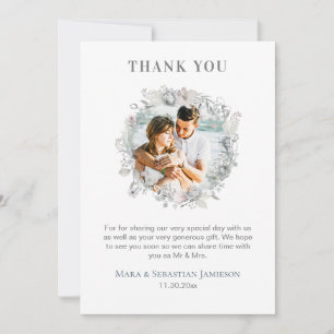Cartão De Agradecimento *~* AR16 QR Foto Elegante Casamento Floral Elegant