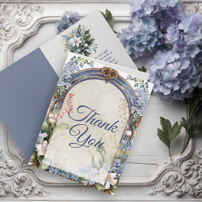 Cartão De Agradecimento Arca Floral Barroca Elegante Obrigado (Elegant Baroque Floral Arch Thank You Folded Card)