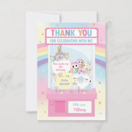 Cartão De Agradecimento Arcade Girl Birthday - Uma Máquina de Garras Rosa-