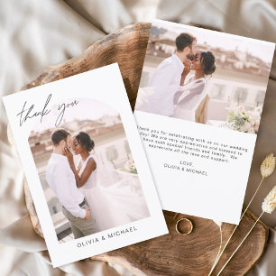Cartão De Agradecimento Arch de Casamento Obrigado Foto Minimalista Românt