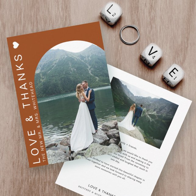 Cartão De Agradecimento Arch Fotográfico do Amor Moderno Terracotta (Criador carregado)