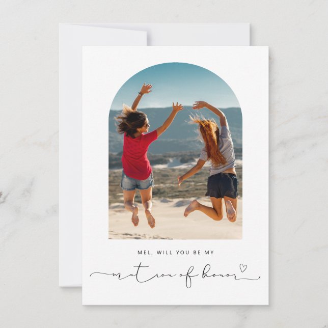 Cartão De Agradecimento Arch frame será minha matrona de honra? (Frente)