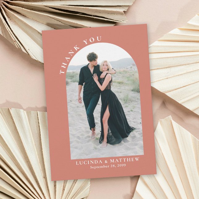 Cartão De Agradecimento Arch Modern Boho Casamento Obrigado (Criador carregado)