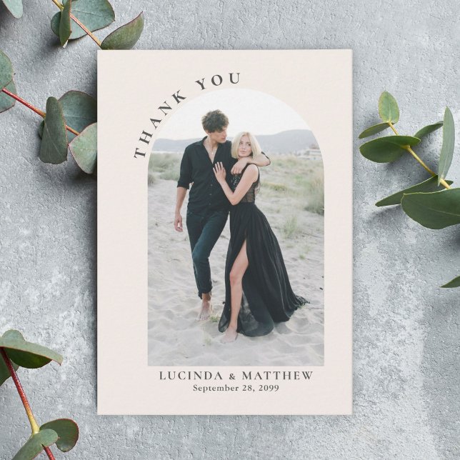 Cartão De Agradecimento Arch Modern Boho Casamento Obrigado (Criador carregado)