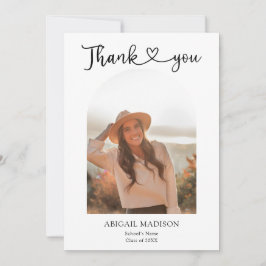 Cartão De Agradecimento Arch Photo Script with Heart Graduation