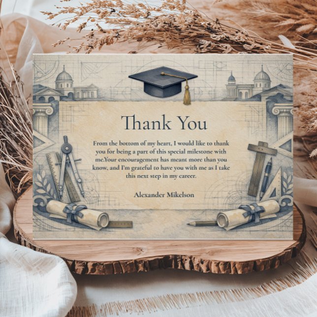 Cartão De Agradecimento Architect Student Graduation Design (Criador carregado)