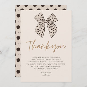 Cartão De Agradecimento Arco bege Ela está amarrando o Chá de panela