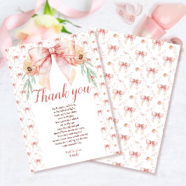 Cartão De Agradecimento Arco Coquette e Chá de fraldas Florals