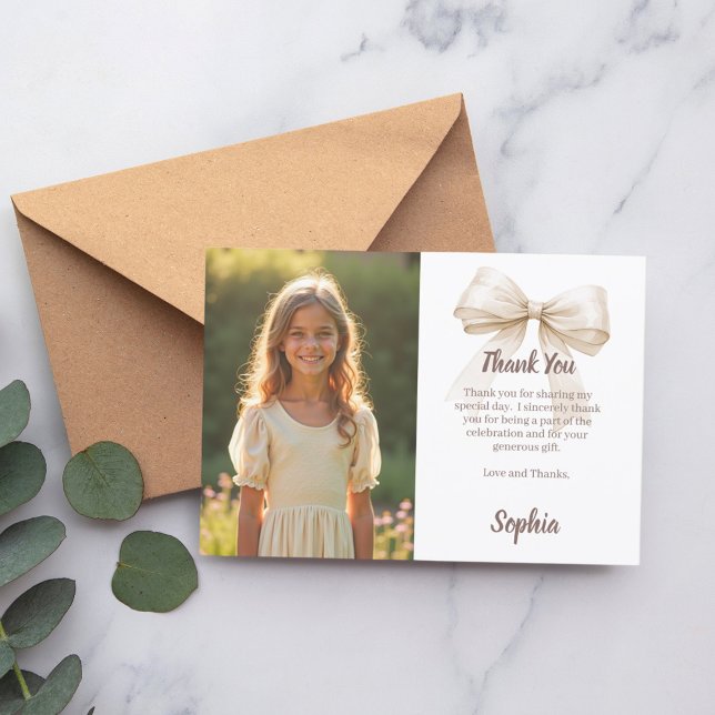 Cartão De Agradecimento Arco de aniversário beige (Criador carregado)