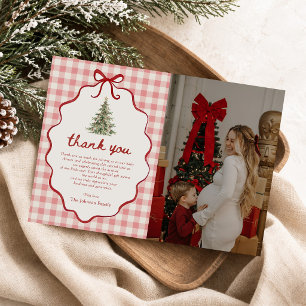 Cartão De Agradecimento Arco de árvore de Natal Xadrez Baby Shower Foto