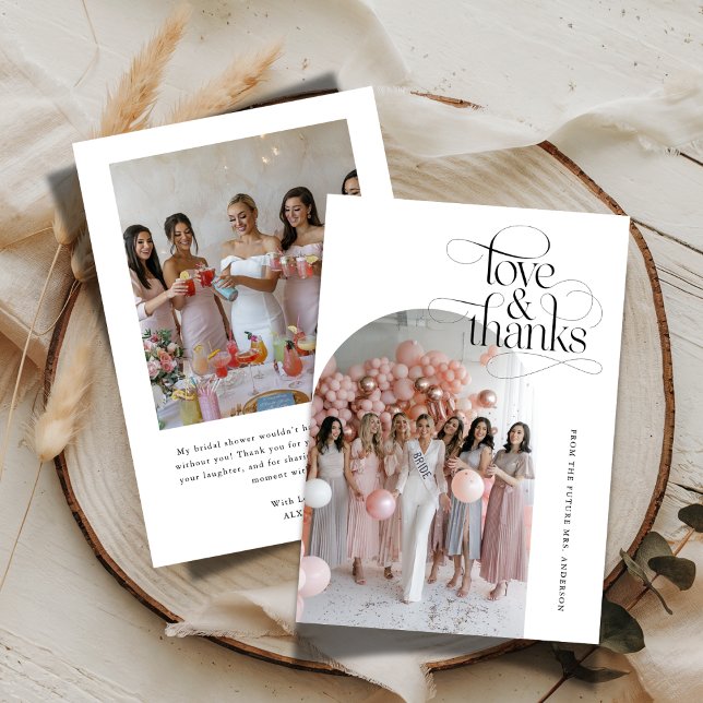 Cartão De Agradecimento Arco de casamento de Script Love & Thanks foto (Criador carregado)