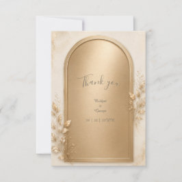 Cartão De Agradecimento Arco de Casamento Metálico Dourado Botânico Elegan