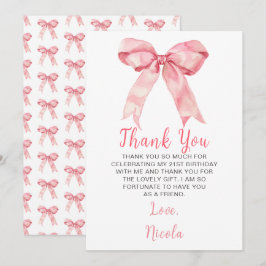 Cartão De Agradecimento Arco de Coquete Pink Aniversário