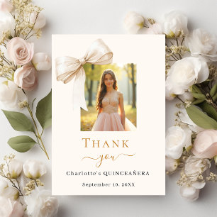 Cartão De Agradecimento Arco de fotografia Quinceanera creme