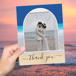 Cartão De Agradecimento Arco de Fotografias de Praia Tropical de Oceano Az