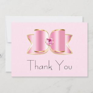 Cartão De Agradecimento Arco de Glam Rosa com um Aniversário de Gemstone C