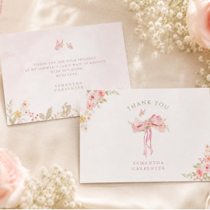 Cartão De Agradecimento Arco de Rosa Floral Coquette Jardim chá de bebê