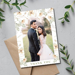 Cartão De Agradecimento Arco de Simples Flores Silvestres Foto Casamento