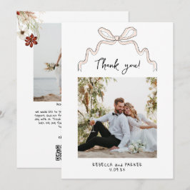 Cartão De Agradecimento Arco e flores Casamento Obrigado foto Qr scan