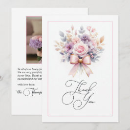 Cartão De Agradecimento Arco Floral Elegante para Foto de Aniversário de 1